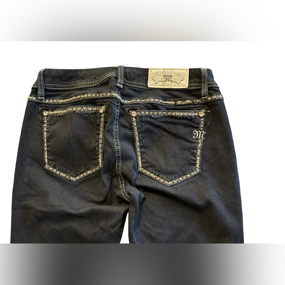 Miss Me Dark Blue Denim Skinny Jeans with Contrast Stitching - Picture 3 of 6